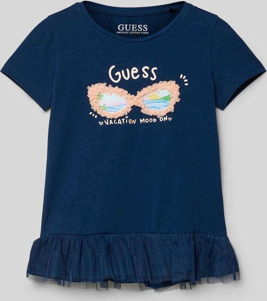 Bluzka dziecięca Guess z tiulu z krótkim rękawem dla dziewczynek