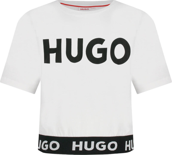 Bluzka dziecięca Hugo Kids z bawełny dla dziewczynek