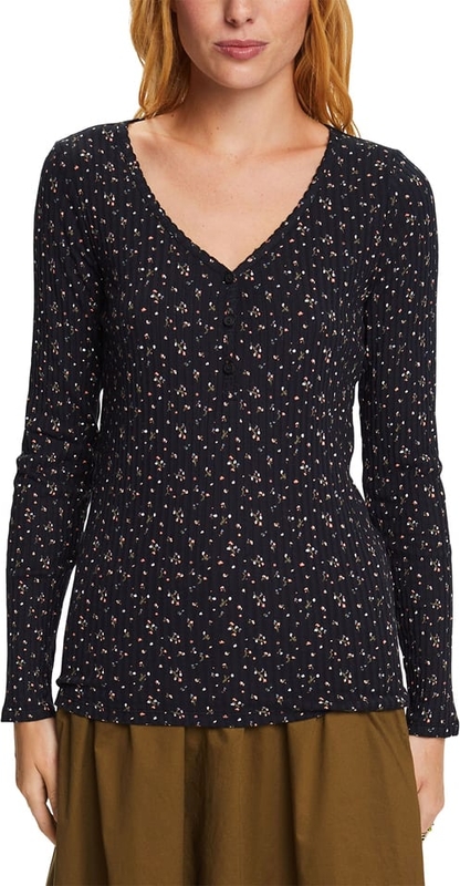 Bluzka Esprit w stylu casual z długim rękawem z dekoltem w kształcie litery v