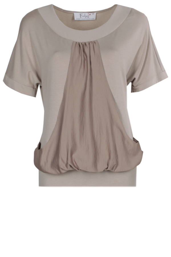 Bluzka Fokus z krótkim rękawem z okrągłym dekoltem w stylu casual