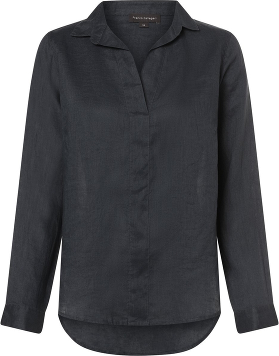Bluzka Franco Callegari z długim rękawem z lnu z dekoltem w kształcie litery v