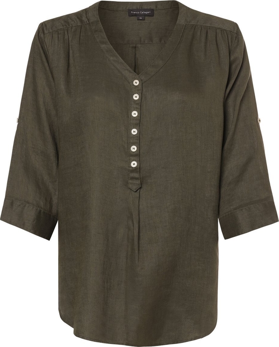 Bluzka Franco Callegari z lnu z długim rękawem z dekoltem w kształcie litery v