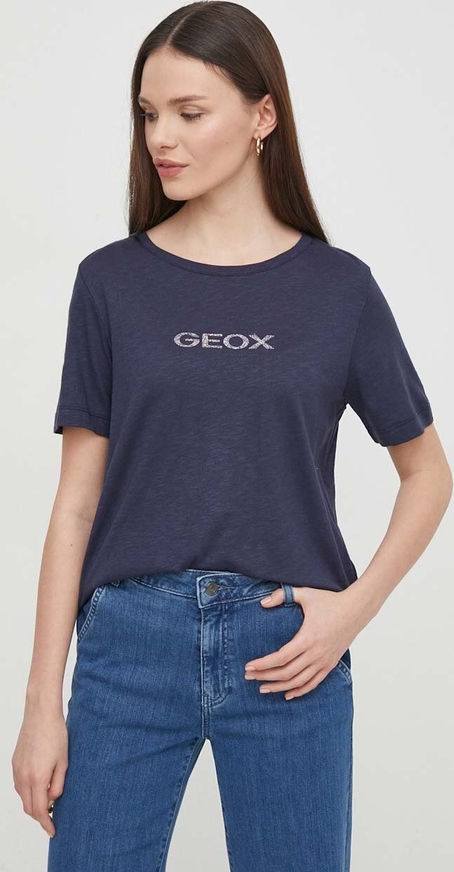 Bluzka Geox z krótkim rękawem z okrągłym dekoltem w młodzieżowym stylu