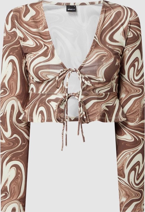 Bluzka Gina Tricot z długim rękawem w stylu casual z dekoltem w kształcie litery v