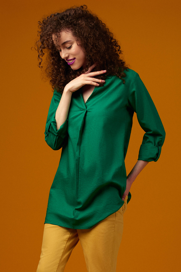 Bluzka Greenpoint z dekoltem w kształcie litery v z długim rękawem w stylu klasycznym