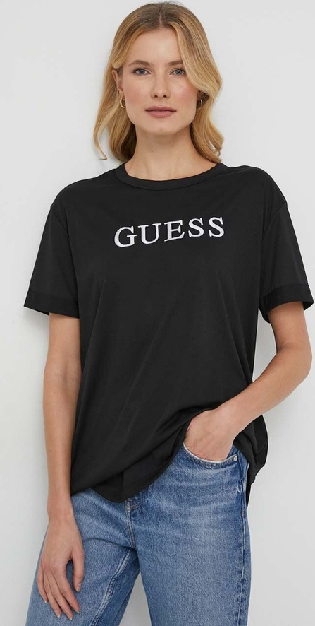 Bluzka Guess w młodzieżowym stylu z okrągłym dekoltem