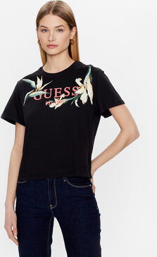 Bluzka Guess w młodzieżowym stylu z okrągłym dekoltem z krótkim rękawem