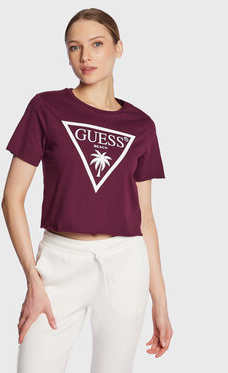 Bluzka Guess z okrągłym dekoltem w młodzieżowym stylu z krótkim rękawem