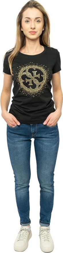 Bluzka Guess z okrągłym dekoltem z nadrukiem w młodzieżowym stylu