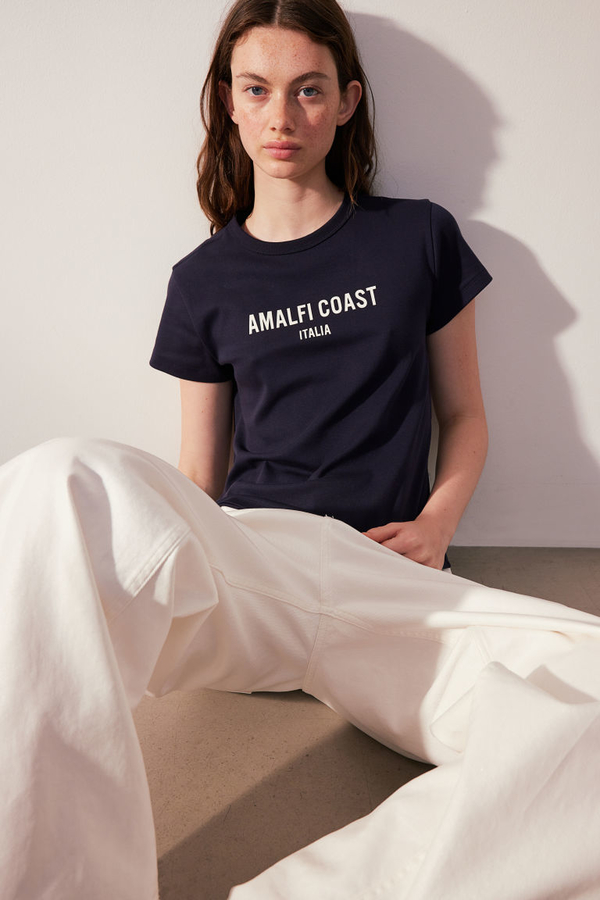 Bluzka H & M w młodzieżowym stylu z bawełny z krótkim rękawem