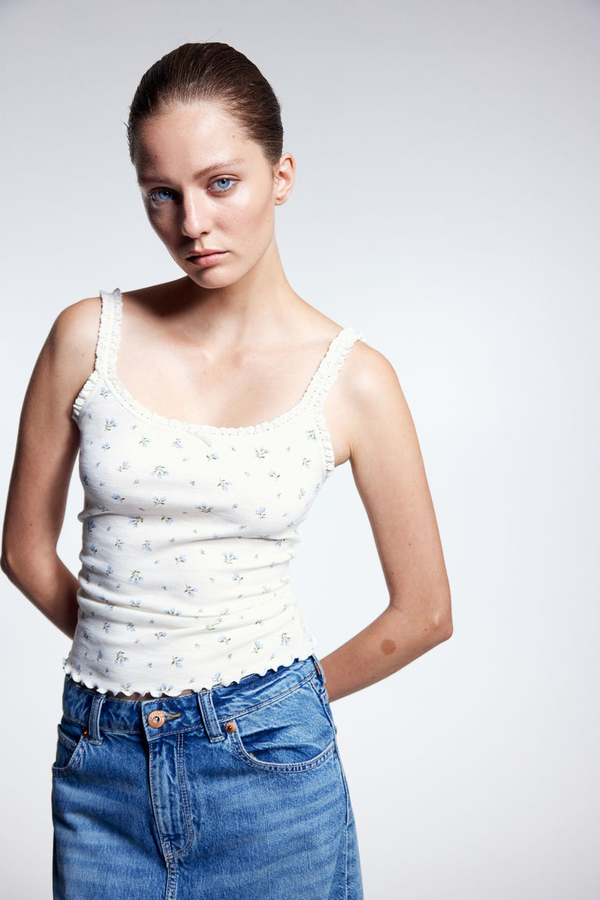 Bluzka H & M w stylu casual na ramiączkach z okrągłym dekoltem