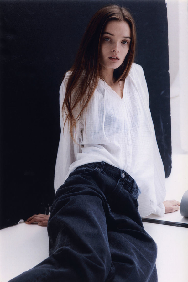 Bluzka H & M w stylu casual z długim rękawem z dekoltem w kształcie litery v