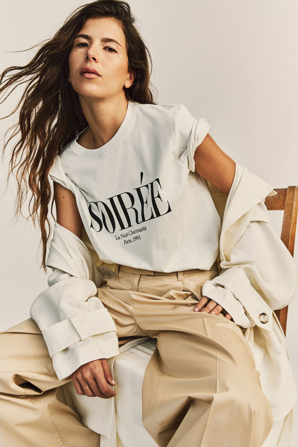 Bluzka H & M w stylu casual z krótkim rękawem z dżerseju