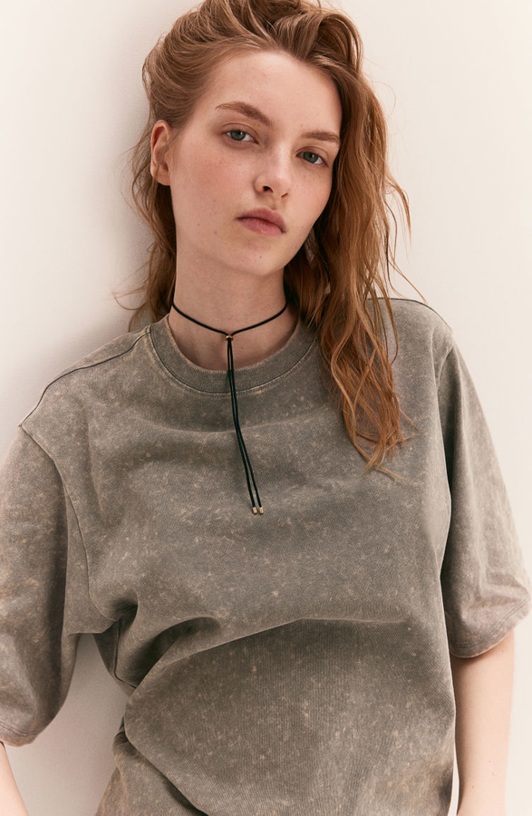 Bluzka H & M w stylu casual z okrągłym dekoltem z dżerseju