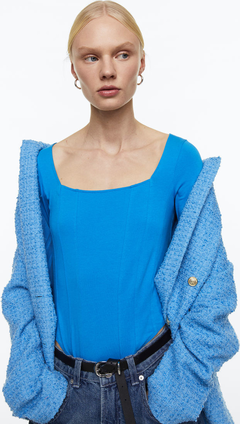 Bluzka H & M z dekoltem w karo w stylu casual z dżerseju