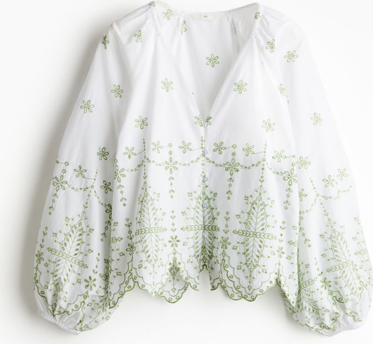 Bluzka H & M z długim rękawem w stylu casual z dekoltem w kształcie litery v