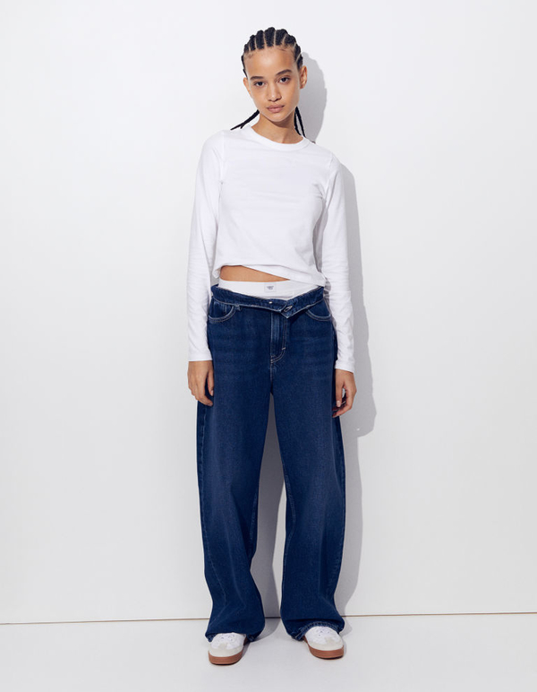 Bluzka H & M z długim rękawem w stylu casual z okrągłym dekoltem