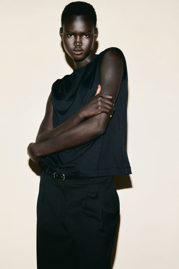 Bluzka H & M z długim rękawem z jedwabiu w stylu casual