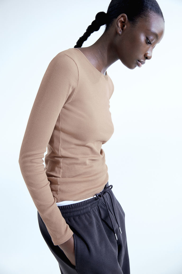 Bluzka H & M z dżerseju z długim rękawem w stylu casual