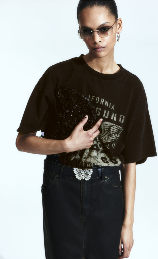 Bluzka H & M z dżerseju z krótkim rękawem z nadrukiem