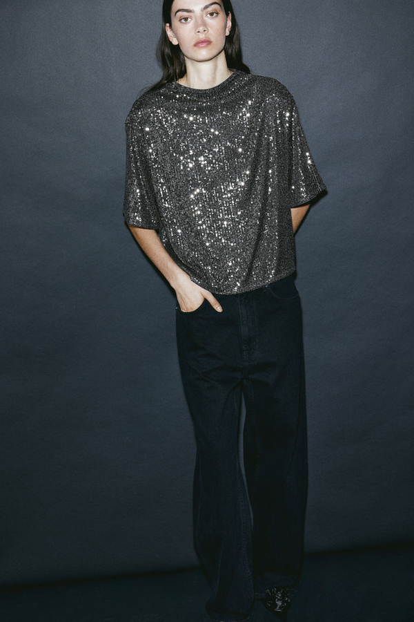 Bluzka H & M z dżerseju z okrągłym dekoltem