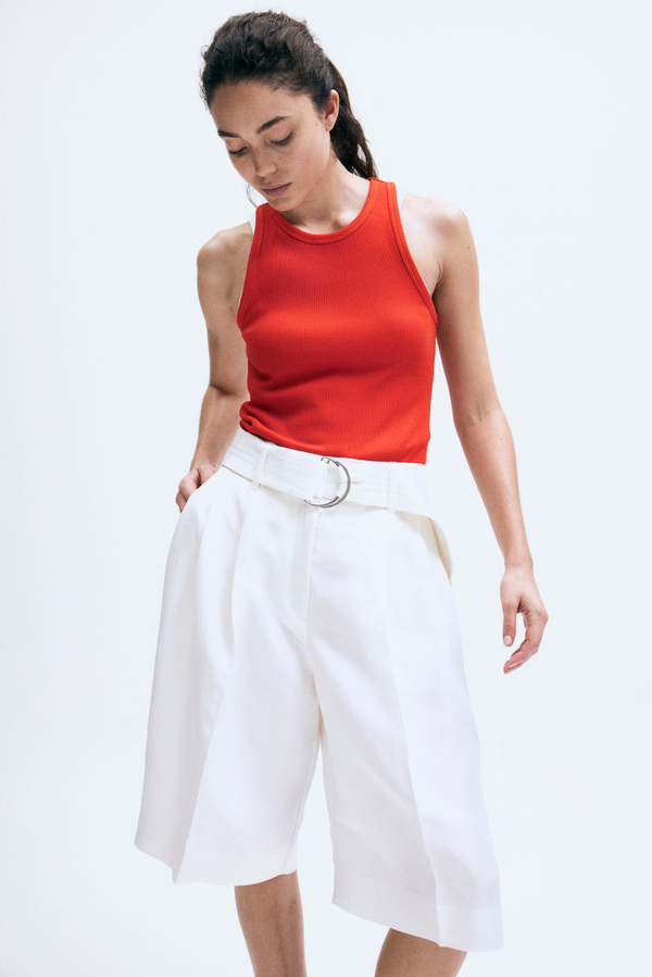 Bluzka H & M z jedwabiu z okrągłym dekoltem w stylu casual