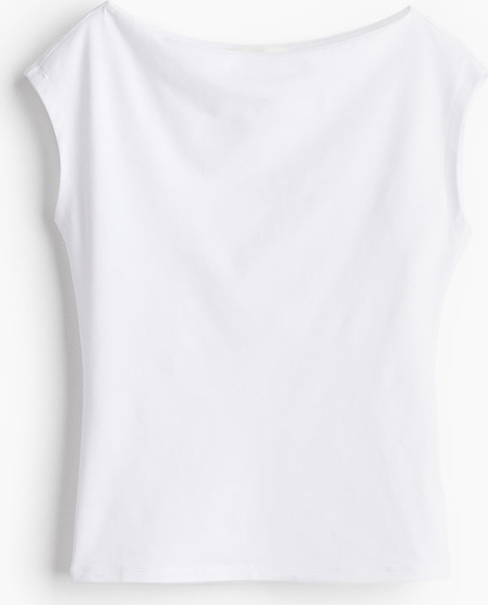 Bluzka H & M z krótkim rękawem z dżerseju z okrągłym dekoltem