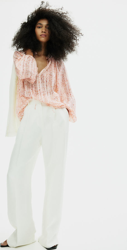 Bluzka H & M z okrągłym dekoltem w stylu casual z długim rękawem