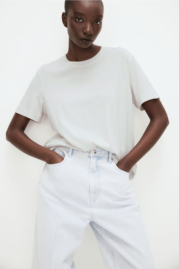 Bluzka H & M z okrągłym dekoltem w stylu casual z dżerseju
