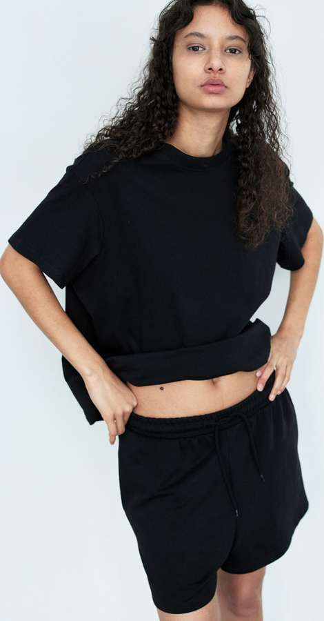 Bluzka H & M z okrągłym dekoltem w stylu casual z krótkim rękawem