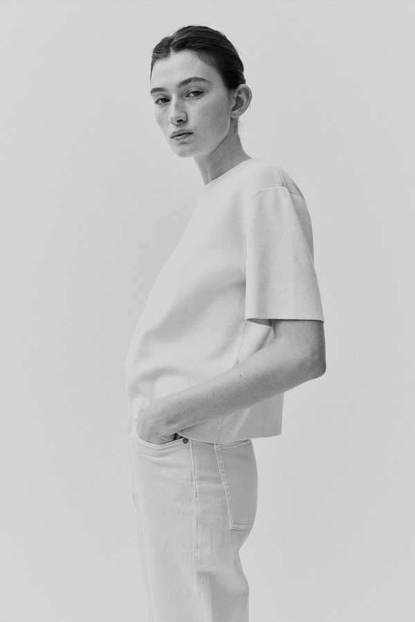 Bluzka H & M z okrągłym dekoltem z długim rękawem