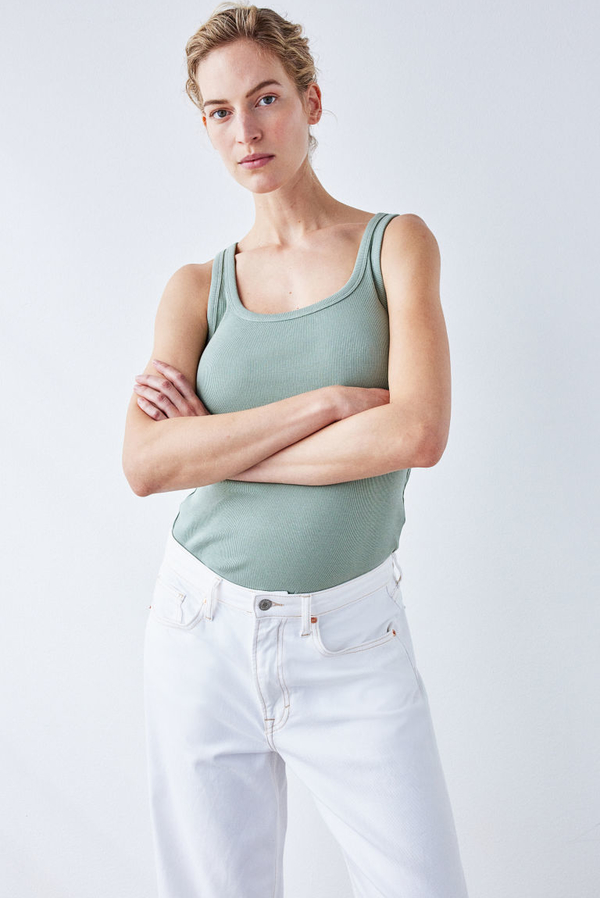 Bluzka H & M z okrągłym dekoltem z dżerseju na ramiączkach