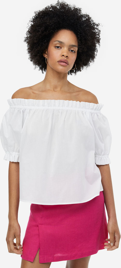 Bluzka H & M z okrągłym dekoltem z tkaniny