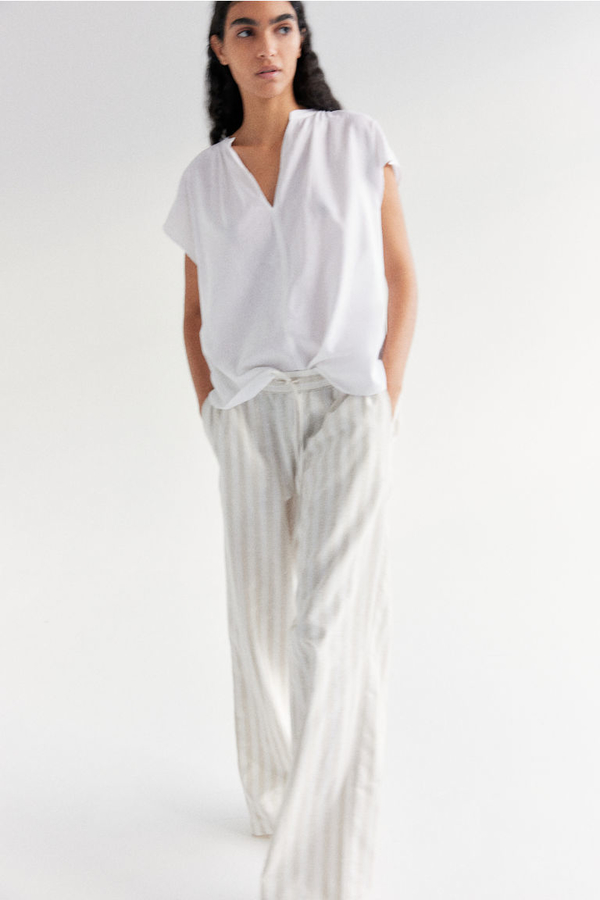Bluzka H & M z tkaniny w stylu casual z krótkim rękawem