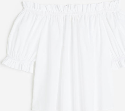 Bluzka H & M z tkaniny z krótkim rękawem z okrągłym dekoltem