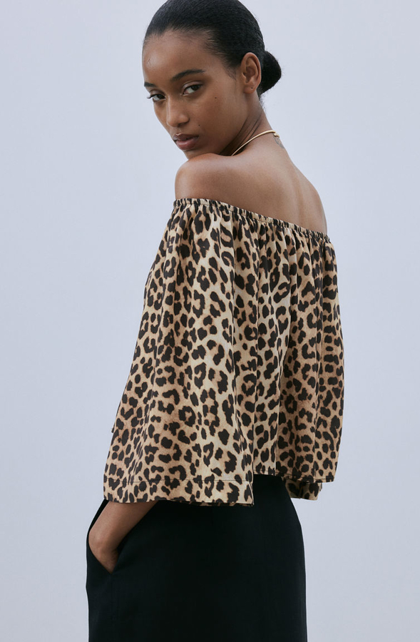 Bluzka H & M z tkaniny z okrągłym dekoltem w stylu casual