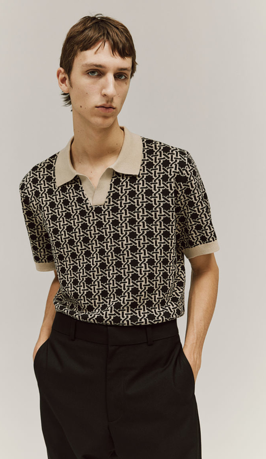 Bluzka H & M z żakardu w stylu klasycznym z kołnierzykiem