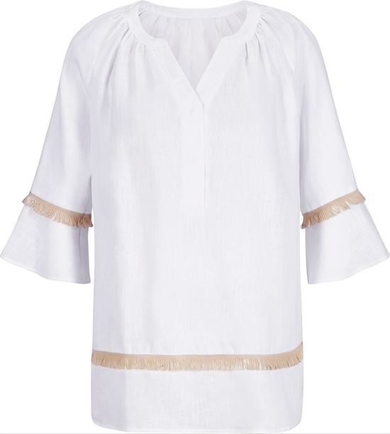 Bluzka Heine z dekoltem w kształcie litery v z krótkim rękawem z bawełny