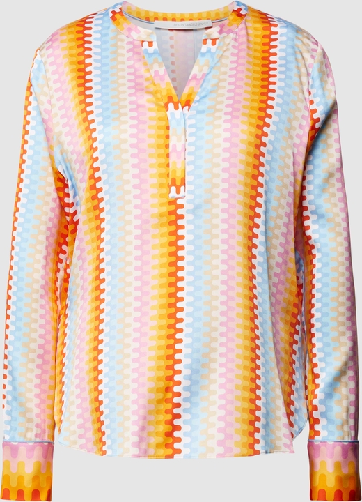 Bluzka Herzensangelegenheit z długim rękawem z dekoltem w kształcie litery v z jedwabiu