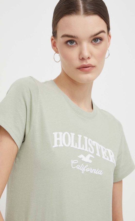 Bluzka Hollister Co. z okrągłym dekoltem z bawełny