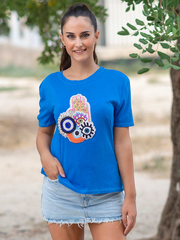 Bluzka Isla Bonita By Sigris w młodzieżowym stylu z bawełny z okrągłym dekoltem