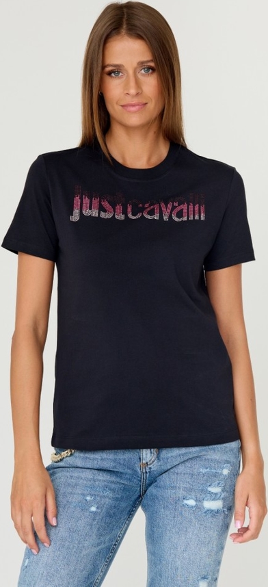 Bluzka Just Cavalli z okrągłym dekoltem z krótkim rękawem w młodzieżowym stylu