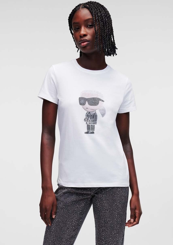 Bluzka Karl Lagerfeld w młodzieżowym stylu z okrągłym dekoltem