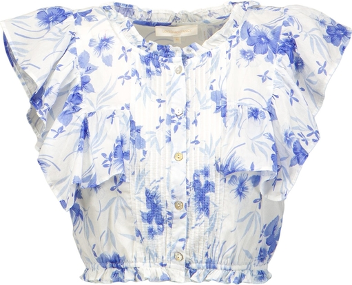 Bluzka LoveShackFancy w stylu vintage z krótkim rękawem z okrągłym dekoltem