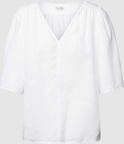 Bluzka Marc O'Polo z dekoltem w kształcie litery v w stylu casual z lnu