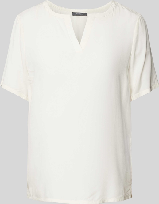 Bluzka Montego w stylu casual z dekoltem w kształcie litery v z krótkim rękawem