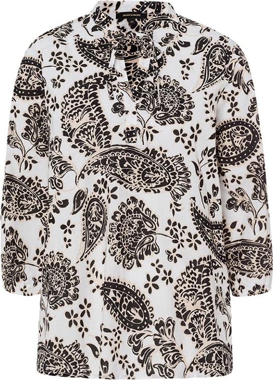 Bluzka More & More z bawełny z dekoltem w kształcie litery v z długim rękawem
