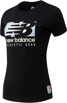 Bluzka New Balance w sportowym stylu z okrągłym dekoltem z krótkim rękawem