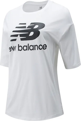 Bluzka New Balance z bawełny w sportowym stylu z okrągłym dekoltem