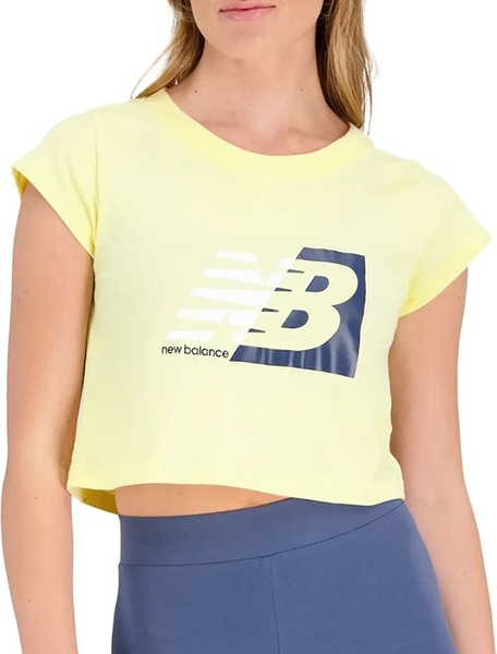 Bluzka New Balance z okrągłym dekoltem w sportowym stylu z bawełny